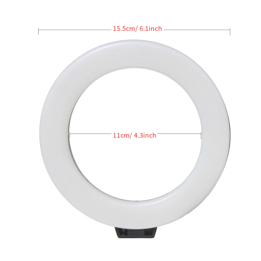 6 inch Ring Light With Tripod Stand, USB Charge, Dimmable