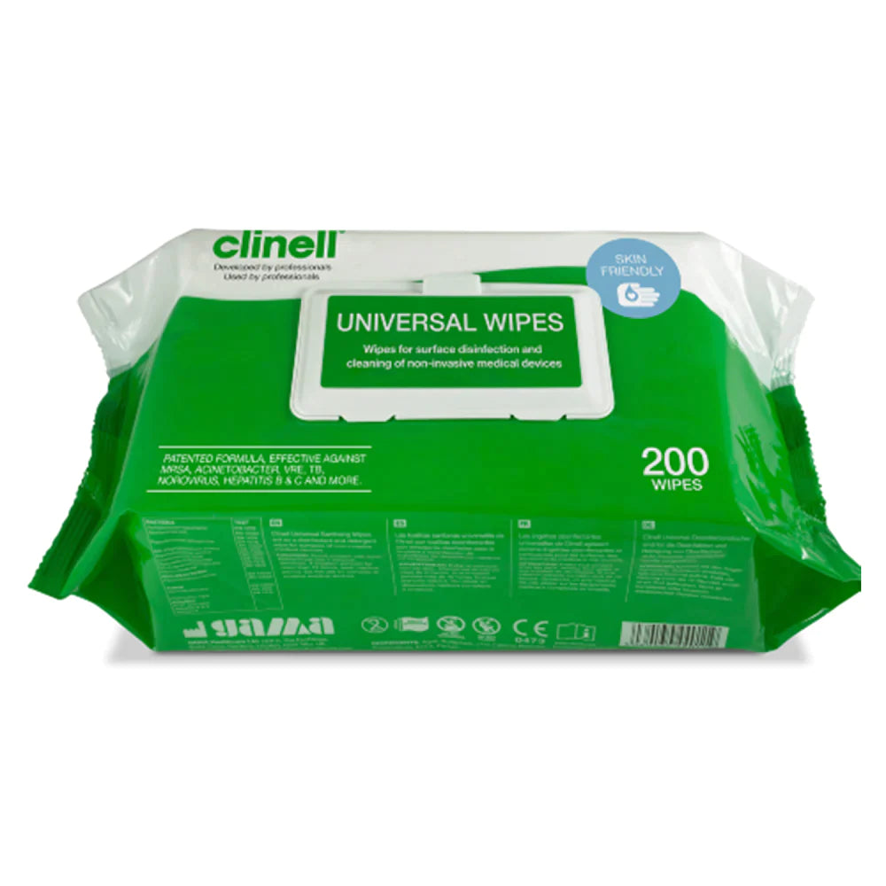 Pack of 200 Clinell Disinfectant Wipes for Surface Cleaning and Sanitization